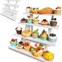 Wooden Cupcake Stand 4 Tier White