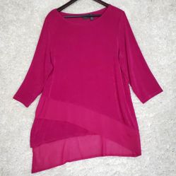 Chicos Travelers Women Slinky Tunic Top Size 3 US XL Pink Stretch Cruise Evening 