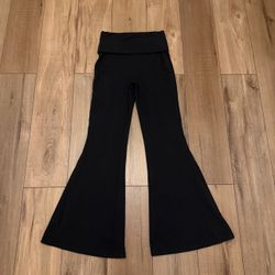 Aerie Offline OG Foldover High Waisted Super Flare black Leggings