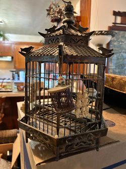 Antique Asian Pagoda Style Decorative Bird Cage