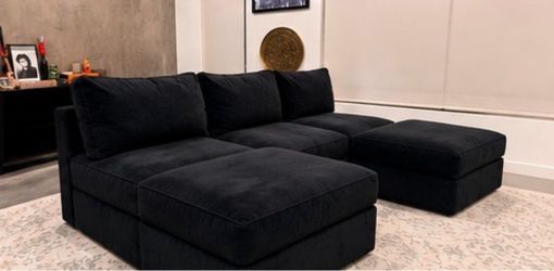 Lovesac Sactionals 5-Seat Modular Sectional – Black – Freshly Washed Covers