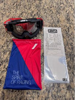 100% Motocross Goggles w/ Tear Offs & Bag