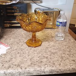 Heavy Vintage Compote Pedestal Vase 