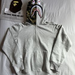 BAPE Shark Full-Zip Hoodie (FW23) Gray Large