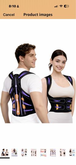 Posture Corrector for Women and Men, 5 Full Back Support Brace Rods, Adjustable Shoulder Straightener, Improving Posture, Relief Upper and Lower Back,