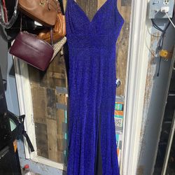 Royal Blue Maxi Dress With Sparkling Belt 