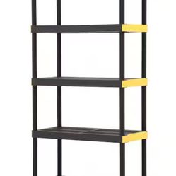 5-Tier Easy Assembly Multi-purpose Plastic Garage Storage Shelving Unit in Black (36 in. W x 74 in. H x 18 in. D)