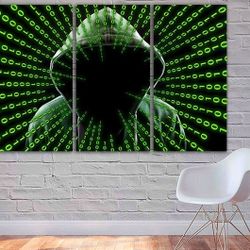 Hacker canvas Internet print art Computer science art Anonymous Print Cyber wall art Matrix code Silhouettes artwork Technology wall art