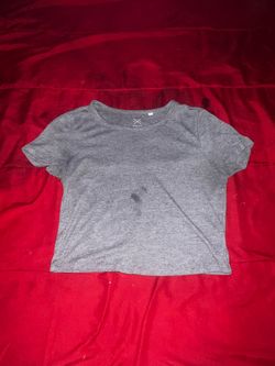 Gray Ribbed Crop T-Shirt