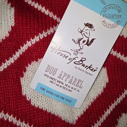 Red and White Heart Dog Sweater Size MED