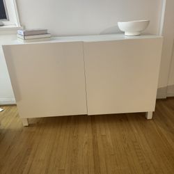 Modern White Storage Cabinet/TV console Table