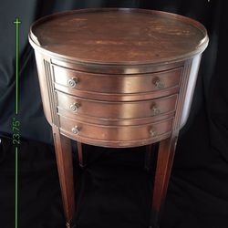 Antique  vintage Fine Arts Furniture Company Round  Mohogany Nightstand 