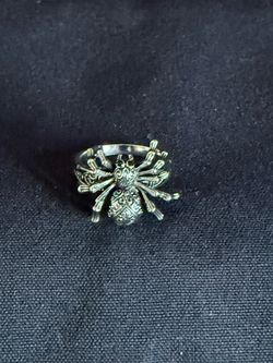 Vintage Style Halloween Silver Spider Tarantula Ring Sz 8-10