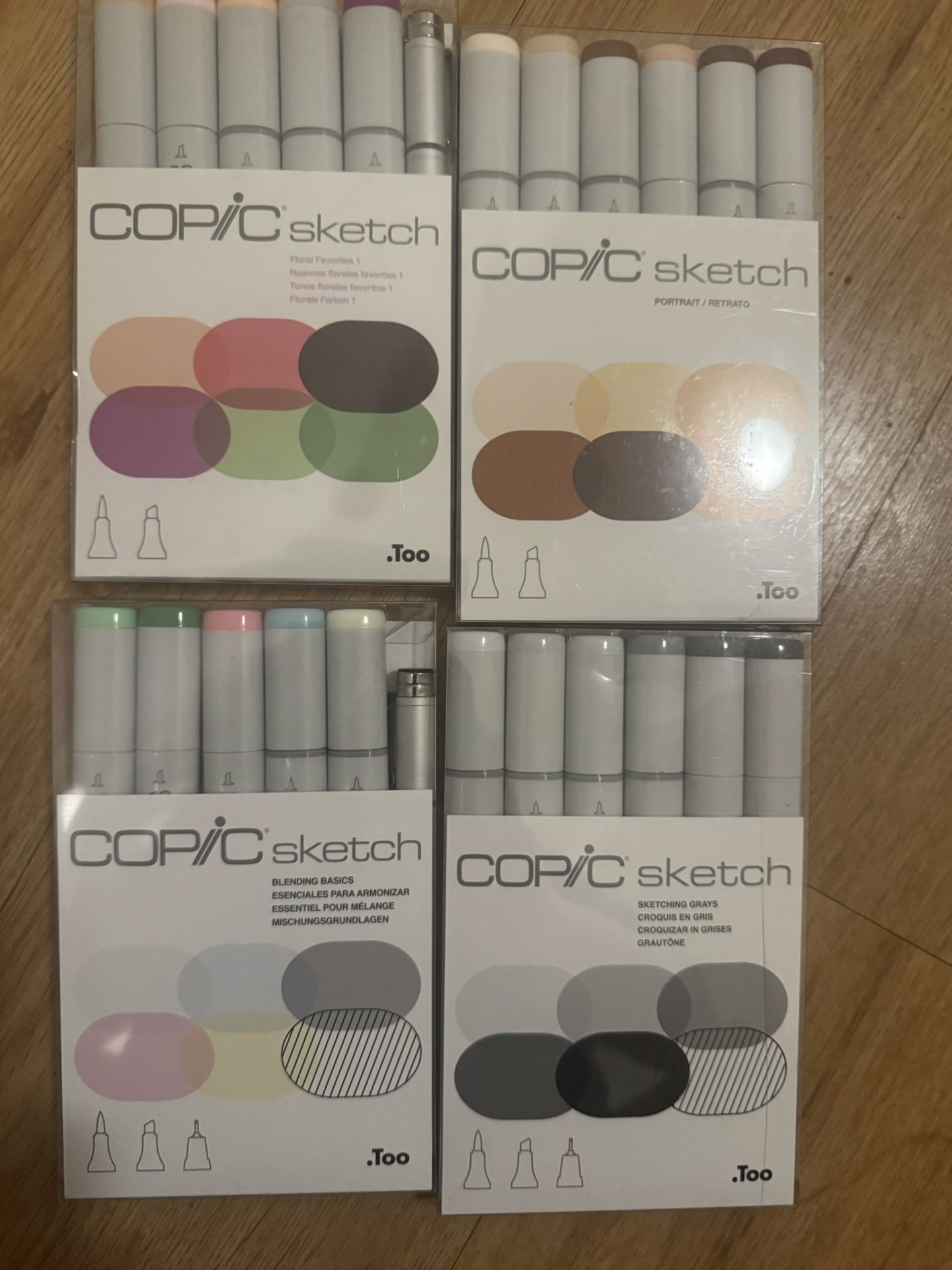 COPIC Markers, 6-pack, Portrait, Blending Basic’s, Floral4 , And Greyd