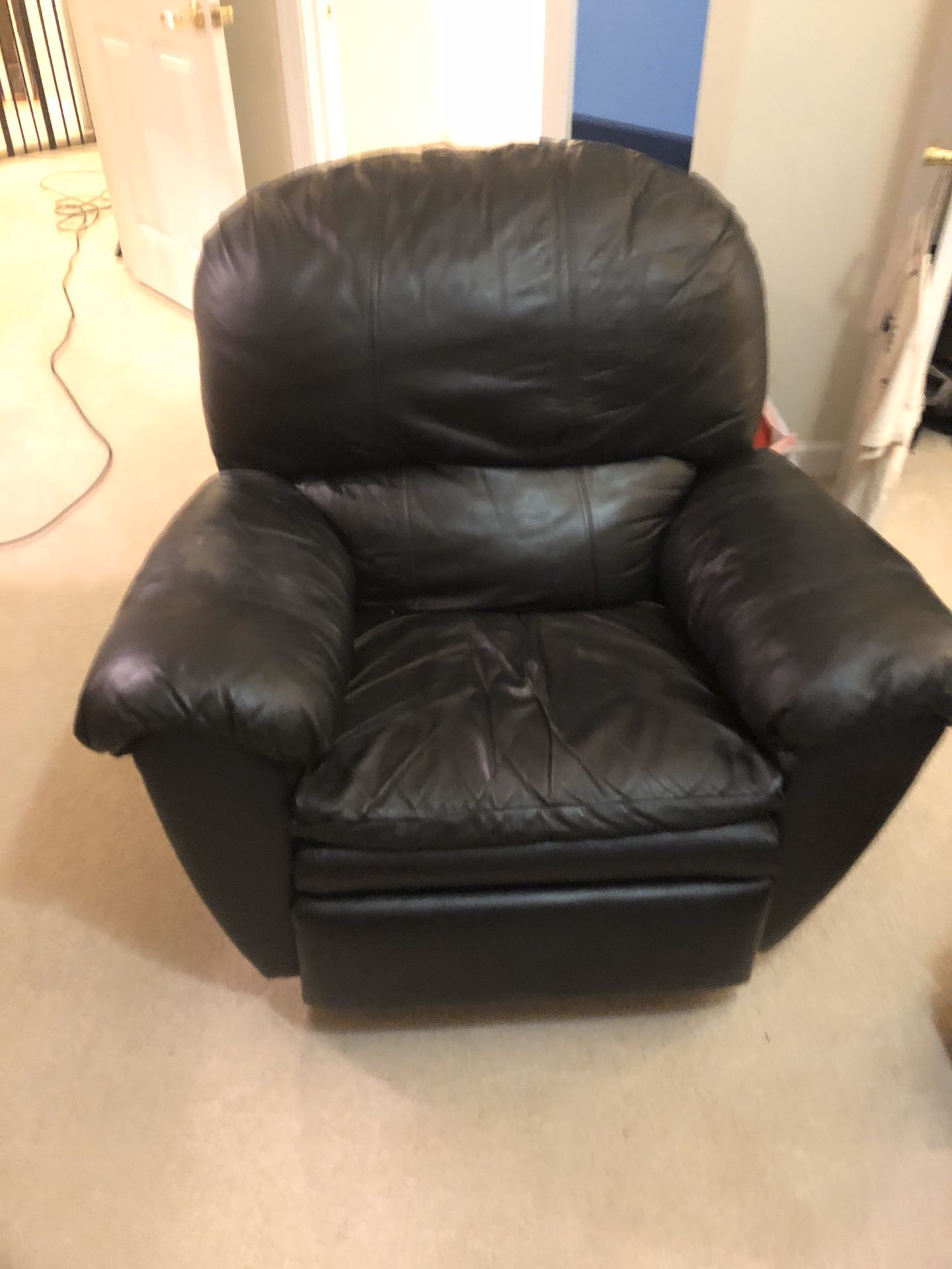 Black leather recliner