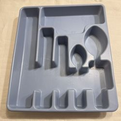 Vintage Rubbermaid #2922 Blue Plastic Flatware Drawer Organizer 6 Compartments 
