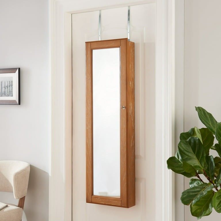 Belham Living Hanging Locking Jewelry Armoire Driftwood