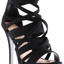 Black Strappy Heel Stilettos - Marco Republic