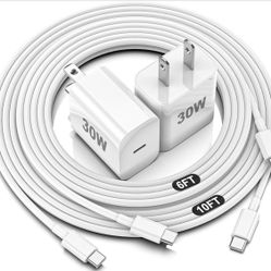 iPhone 16 15 Charger Fast Charging,30W USBC Charger Block with 6&10FT Long USB C Charging Cable Cord Compatible with iPhone 16/16 Pro Max/16E/15/15 Pr