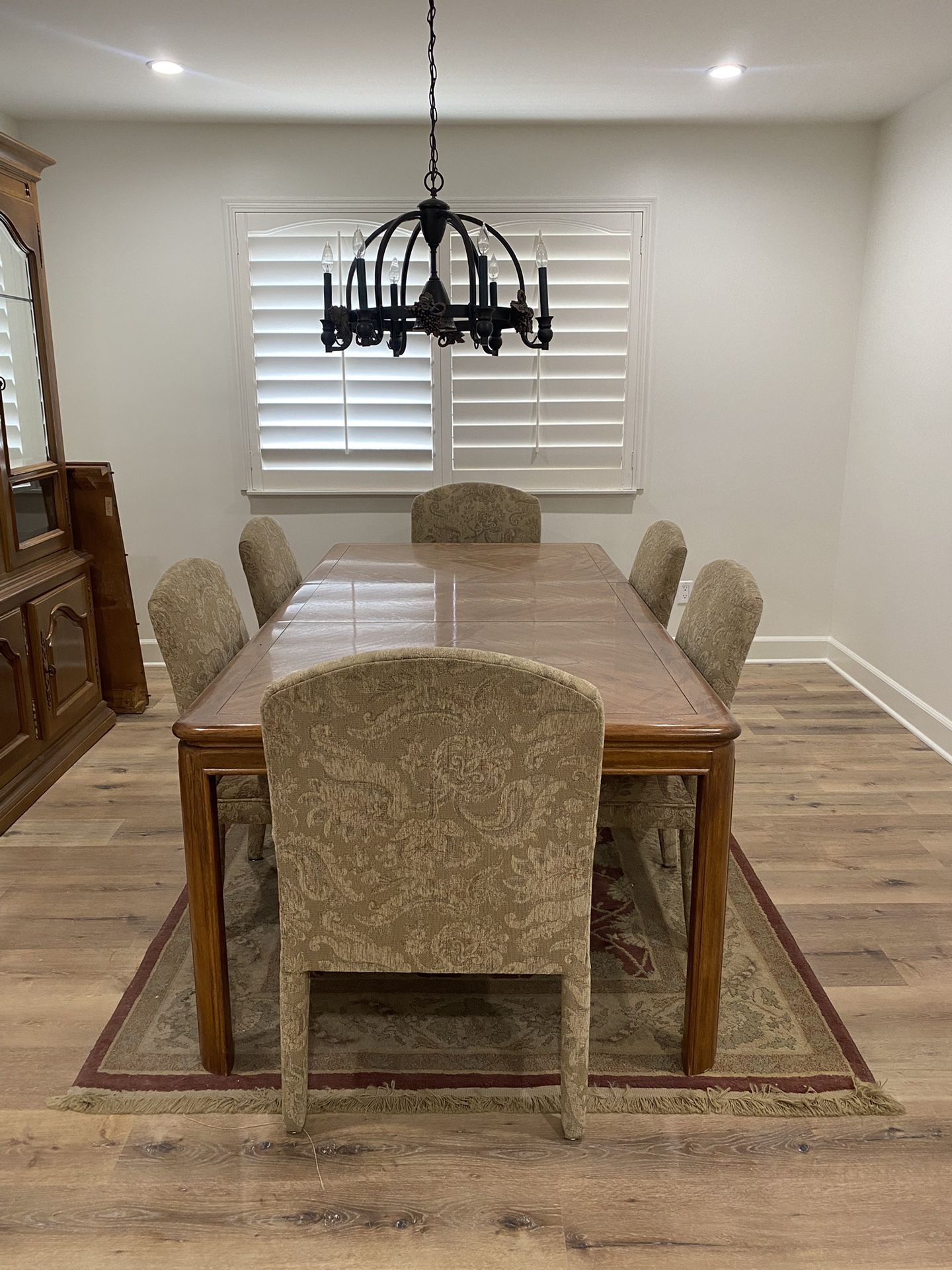 Dining Table (real Walnut Wood) And Chairs 