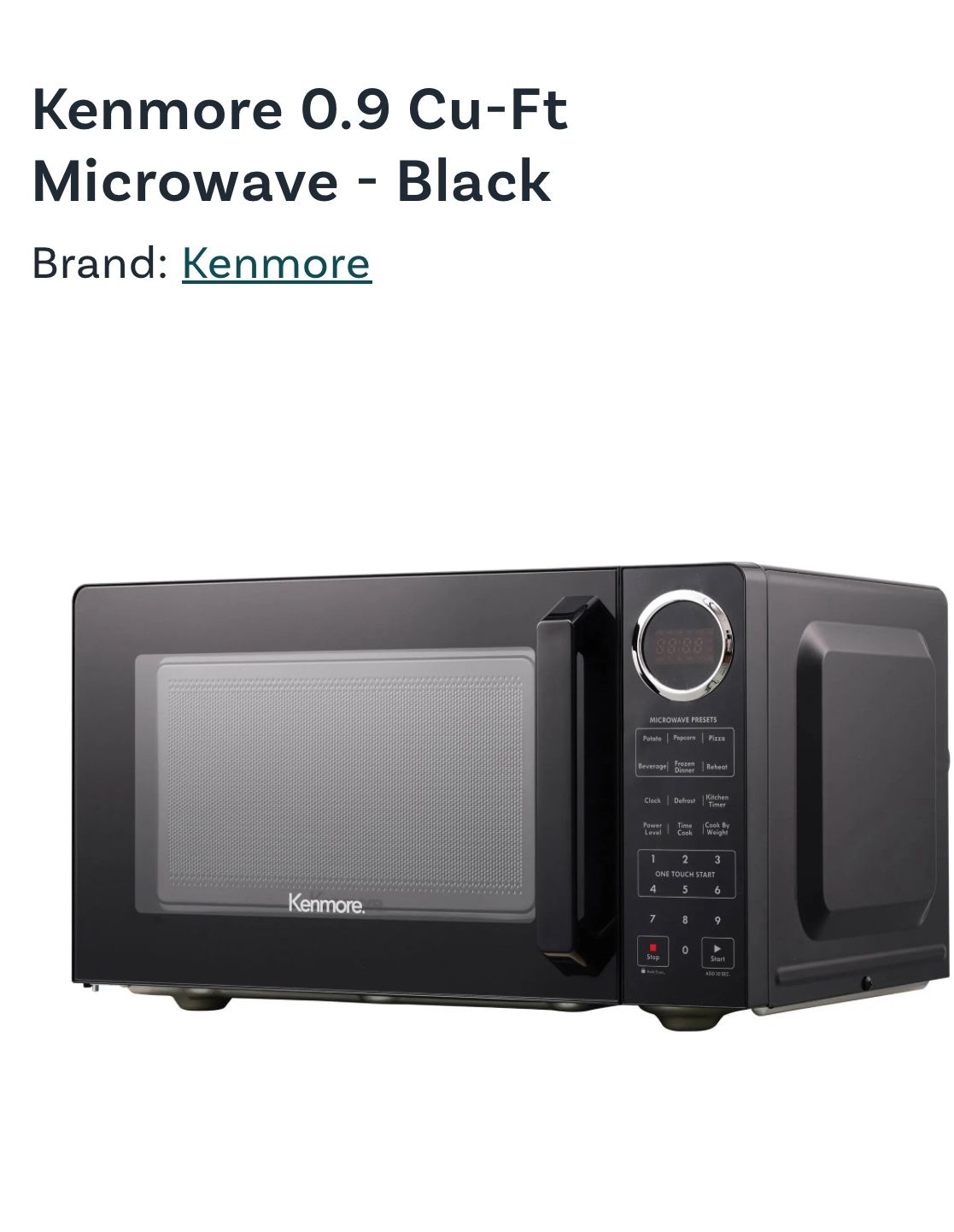 Black Kenmore Microwave