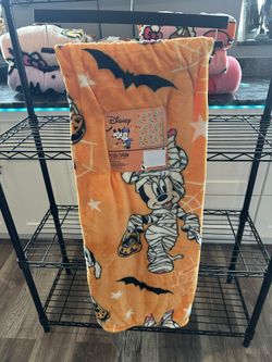 Mickey And Minnie Mouse Mummy Halloween Orange Themed Throw Blanket