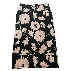 New York Clothing Company black/pink floral midi straight skirt, L.EUC.
