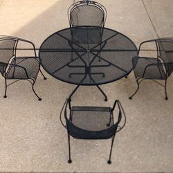 Patio Set Woodard Briarwood Wrought Iron Outdoor Patio Furniture Set 4 Seat Dining Set-54in Table 