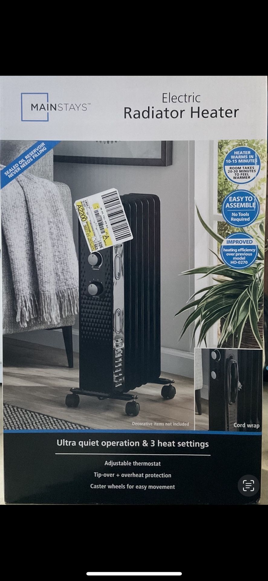Mainstays Electric Radiator Heater
