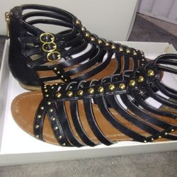 gold studded gladiator sandals 