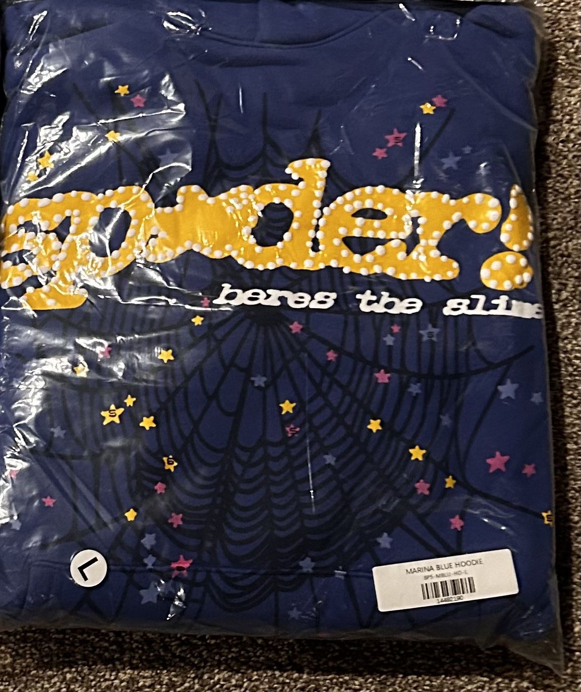 marina blue sp5der hoodie