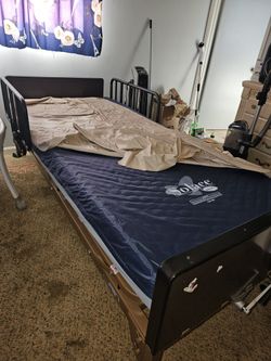 Hospital Bed, Mattress, and Alternating Air Pressure Mattress Pad