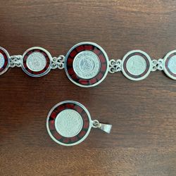 Sterling Silver Bracelet With Matching Pendant
