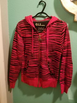 Red and black zebra sweatshirt..size large womens..like new!