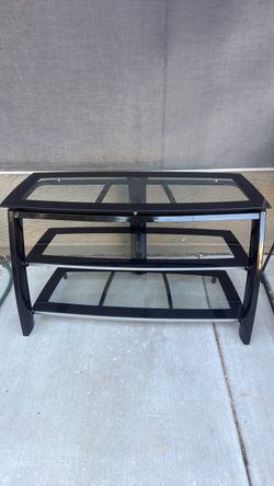 Black Glass 3-Tier TV Stand