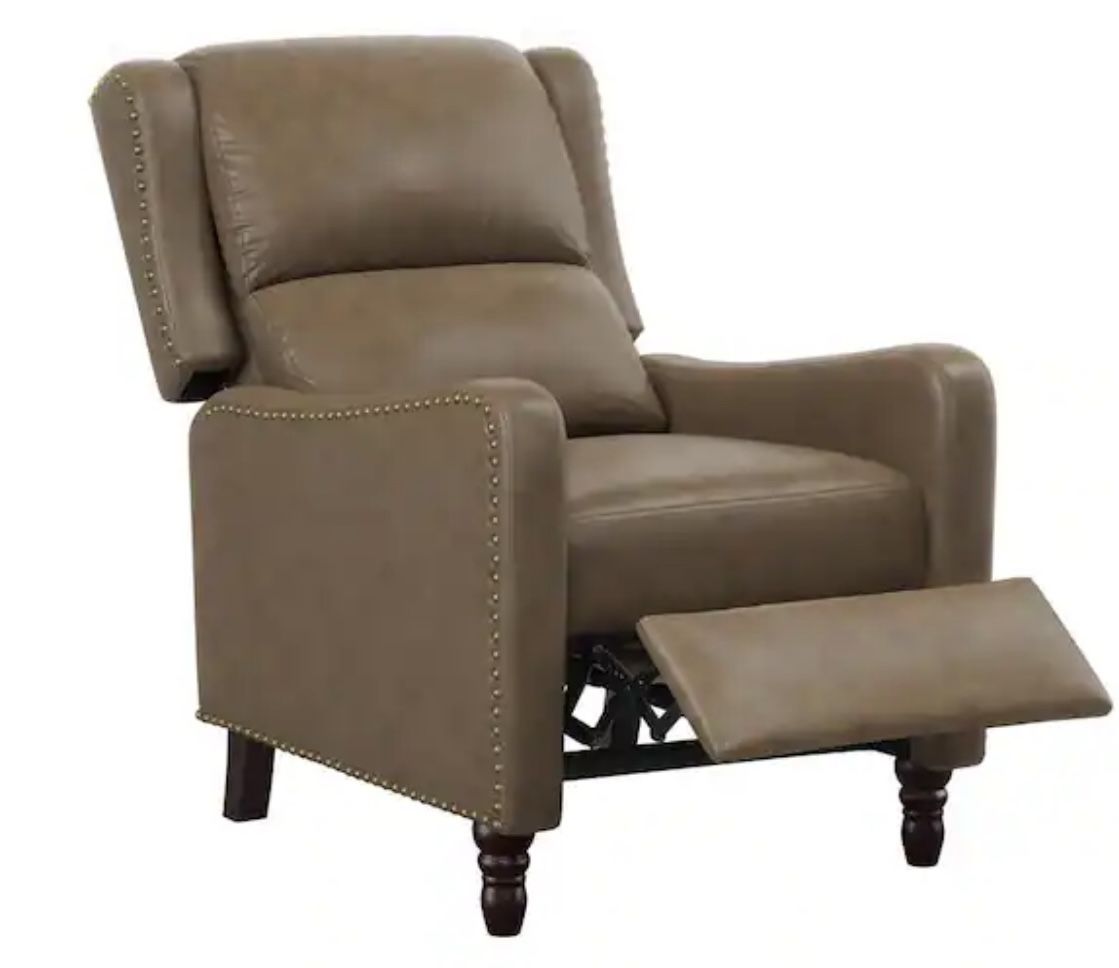 Real Leather, Taupe, Like-New Recliner Chair/s