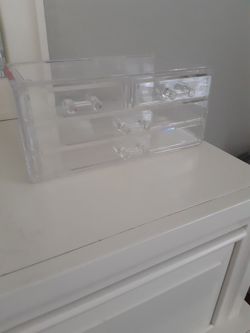 ACRYLIC VANITY ORGANIZER, 2 Small And 2 Long Drawers 7" X 11" X 4.72 Pulgadas