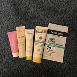 5pc Lot Sunscreen Travel Minis Bundle Vacation, Supergoop, Cay Skin, COOLA