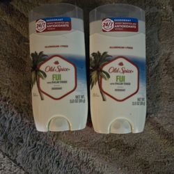 2 Old Spice Fiji with Palm Tree Aluminum Free Deoderants 