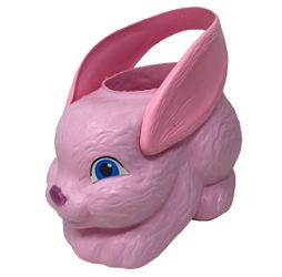Vintage 1995 Empire Pink Blow Mold Easter Bunny Basket Ear Handle Rabbit USA