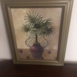 Green Plant Wood Frame 14” Wide 18” Tall
