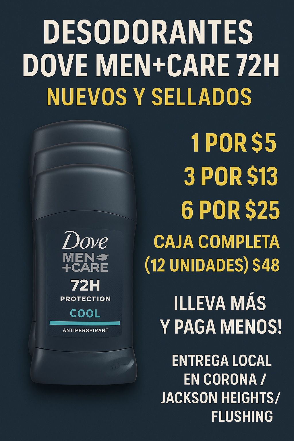 Dove Men+Care 72H Deodorants β Brand new & sealed