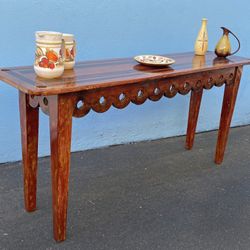 Vintage rustic folk art style console table