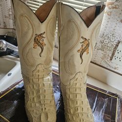 Ostrich Boots W/alligator Emblem 