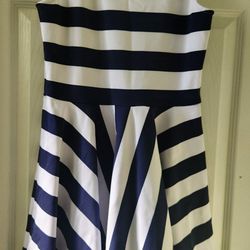 Ralph Lauren Girl's Navy Blue Stripe Dress Sz. 12-14