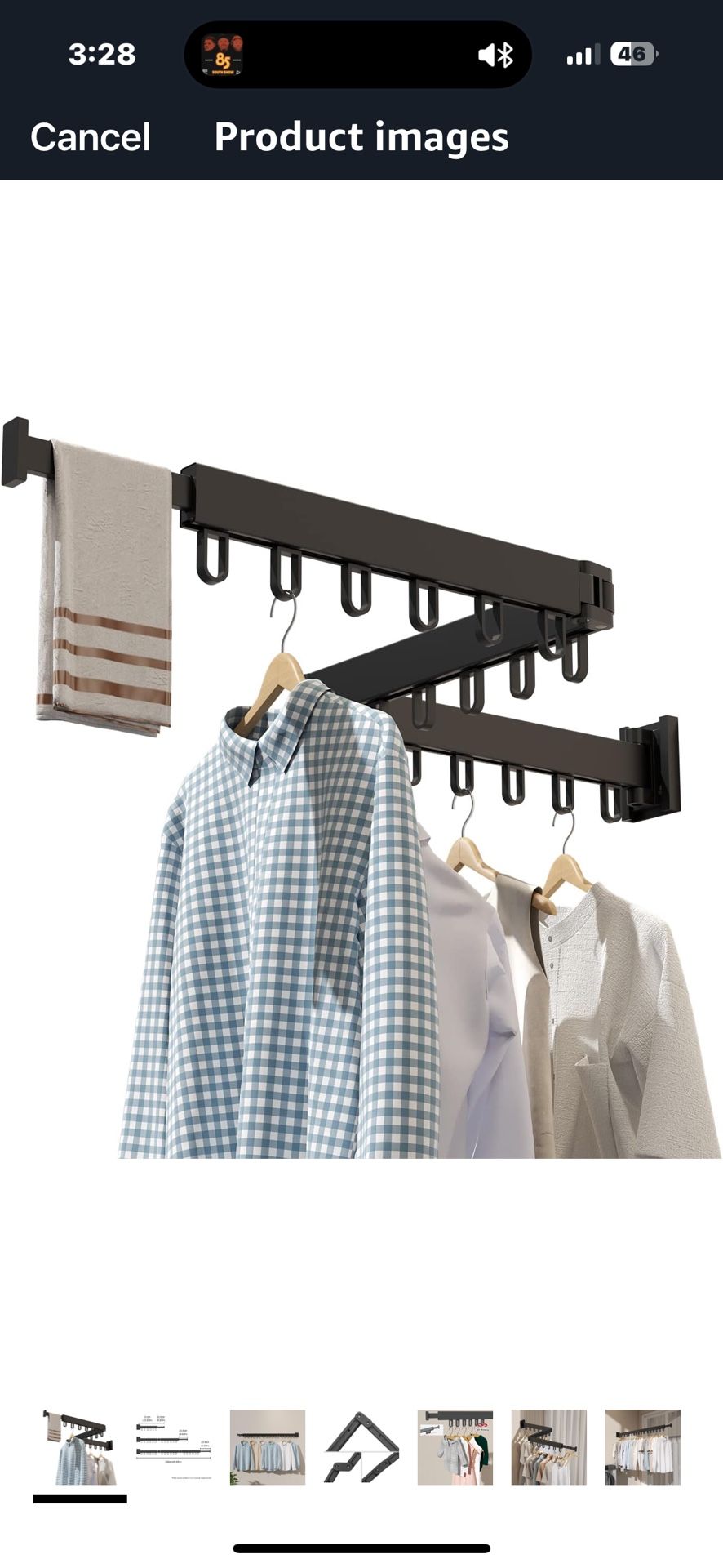 Brand New Retractable Telescopic Clothes Rack, Tri-Folding, Wall Mounted, Holds Up To 220Lbs.