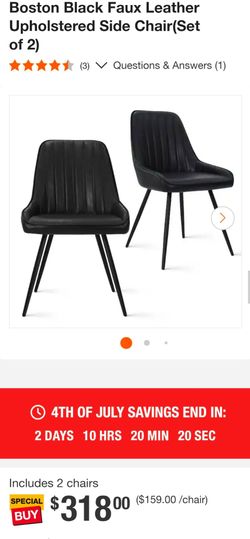 4 new black faux leather dining room chairs
