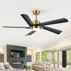 Breezary
60 Inch Ceiling Fan with LED Light & Remote, Industrial Ceiling Fan with Reversible DC Motor Modern Fan