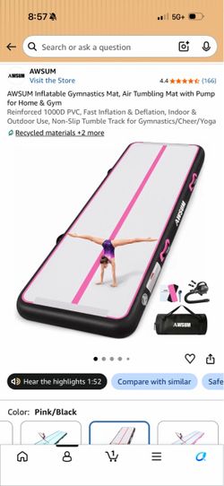 Inflatable gymnastics mat
