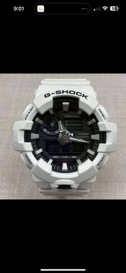 Casio G-Shock GA-700-7AJF White Watch, Black Dial, Size 53x47mm